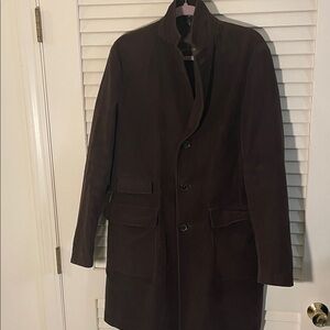 Moncler Chester Vintage Chocolate  Brown Textured 3 Button Trench Coat